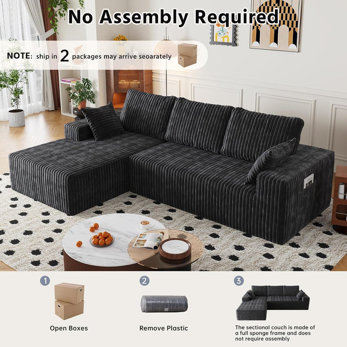108-Inch Modular Sectional Couch With Oversized Chaise