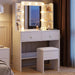 White Vanity Desk With Comprehensive Storage Mirror