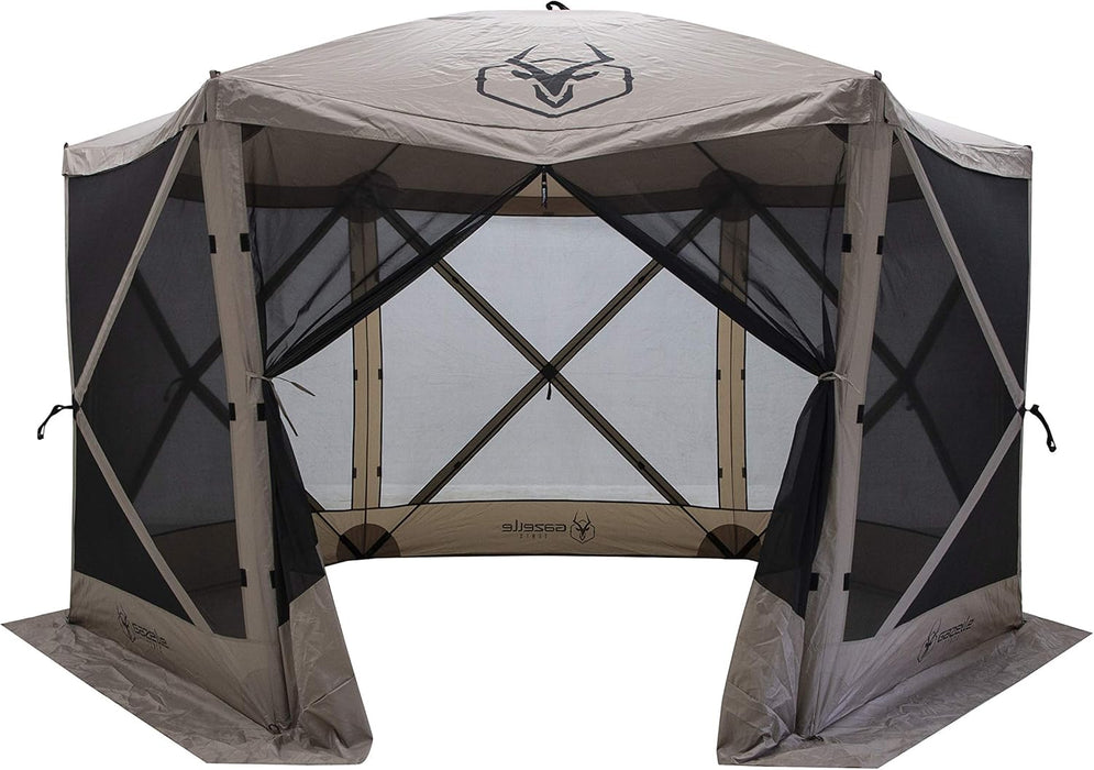 Tents™, G6 6-Sided Portable Gazebo, Easy Pop-Up Hub Screen Tent, Waterproof, UV Resistant, 8-Person & Table, Desert Sand, 86" X 124" X 124", GG601DS