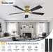 Ceiling Fans with Lights and Remote, 52 Inch Ceiling Fan with Light, Low Profile Reversible Gold Fandelier Ceiling Fan, Dimmable LED, Flush Mount, Quiet DC Motor, for Bedroom Kitchen
