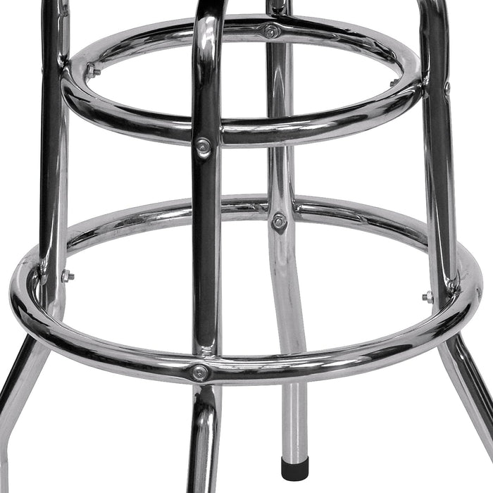 Bruno 2 Pack Double Ring Chrome Barstool with Red Seat