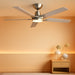 52 Inch Ceiling Fans with Lights and Remote, Brushed Nickel Modern Ceiling Fan for Bedroom, Living Room, Dining Room, Patio, 3CCT Dimmable 6 Speeds DC Quiet Reversible