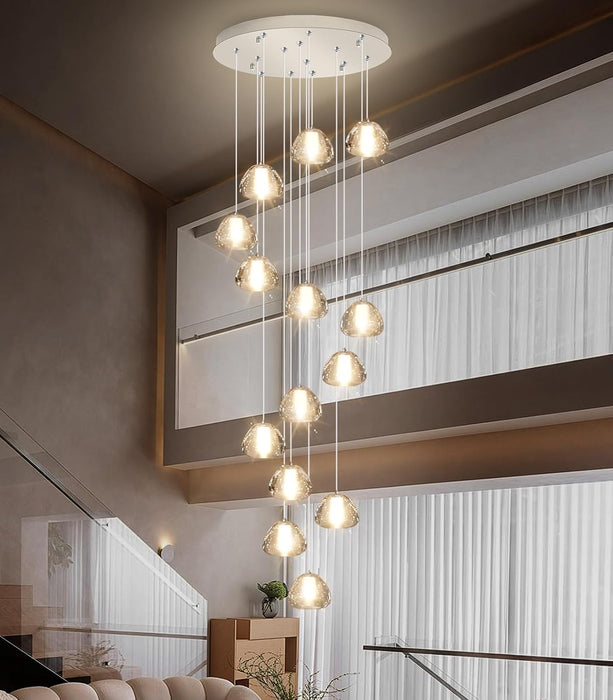 14-Light Gold Chandelier For High Ceiling Hallways