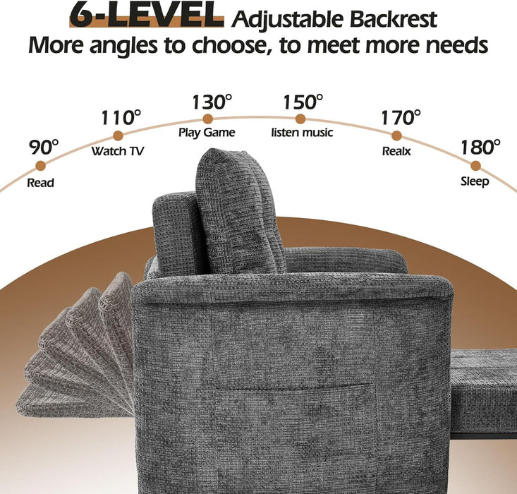 Convertible Sleeper Chair 79-Inch With Adjustable Backrest