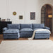 120" W Sectional Sofa U Shaped Couch with Double Chaise Chenille Sleeper Set with 3 Oversized Seats Gray-Blue