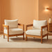 312395 Alfy Outdoor Club Chair with Cushions (Set of 2), Teak Finish, Beige