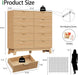 Fluted Dresser for Bedroom with 10 Drawers, 48" Wide Modern Chest of Drawers with Metal Handle, Wooden Dresser TV Stand, Wood Closet Clothes Storage Organizer for Living Room, Hallway, Natural Oak