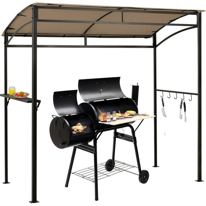 7 Feet Grill Gazebo with Serving Shelf and Storage Hooks