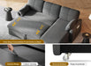  L-Shaped Sleeper Sofa Grey, 86", with Storage