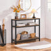Industrial Console Table, 3 Tier Entryway Table with Storage Shelves, Narrow Sofa Tables for Living Room, Foyer, Hallway, Entrance, Metal Frame, Rustic Brown