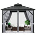 10 X 10 Feet Double-Top Hardtop Gazebo with Galvanized Steel Roof