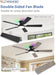 52 Inch Smart Ceiling Fans with RGB Lights, Low Profile Flush Mount Ceiling Fan with Alexa/App/Remote Control, Dimmable 20W LED Light, Black Modern Fan for Living Room, Bedroom, Game Room