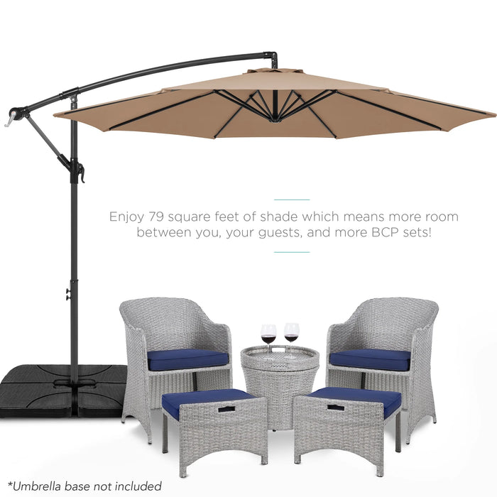 10Ft Offset Hanging Outdoor Market Patio Umbrella W/ Easy Tilt Adjustment - Tan