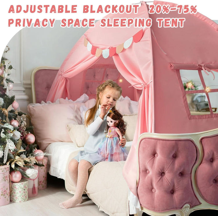bedroom tent canopy Pink Full Size Canopy Tent Dual Door Access Blackout Fabric