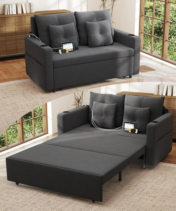 3 In 1 Convertible Sofa Bed With Cup Holders - ShipItFurniture