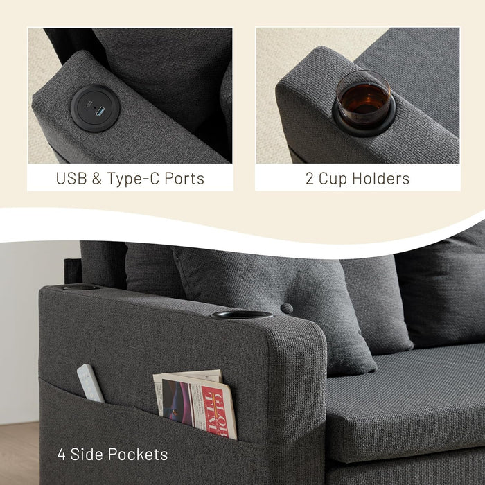 3 In 1 Convertible Sofa Bed With Cup Holders - ShipItFurniture