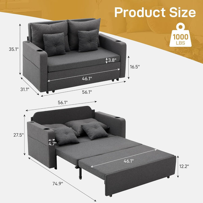 3 in 1 Convertible Sofa Bed with Storage and USB - ShipItFurniture