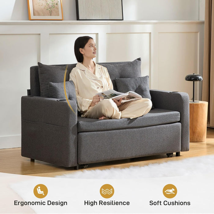 3 in 1 Convertible Sofa Bed with Storage and USB - ShipItFurniture