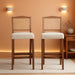 30 Inch Counter Height Stools Set of 2 Rattan Farmhouse Barstools Mid Century Modern Bar Chairs Upholstered Kitchen Bar Stools with Wood Legs for Island/Dining Room, Linen Beige - ShipItFurniture