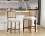 30 Inch Counter Height Stools Set of 2 Rattan Farmhouse Barstools Mid Century Modern Bar Chairs Upholstered Kitchen Bar Stools with Wood Legs for Island/Dining Room, Linen Beige - ShipItFurniture