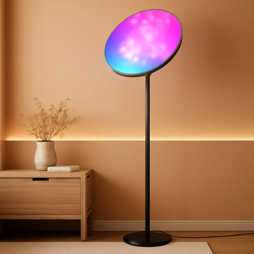 Smart RGB LED Floor Lamp Works with Alexa Google Home, Wifi Remote Modern Tall Standing Light, Super Bright 2000LM Color Changing & Dimmable Sky Torchiere for Living Room, Bedroom (Black)