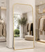 Full Length Mirror, 71"X30" Mirror Full Length with Stand, Gold Domed Top Square-Edged Floor Mirror with Aluminum Alloy Frame for Bedroom Living Room