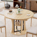 Extendable round Dining Table for 4-6-8, 43.3-59In Expandable Dining Table with Storage Shelf, Space Saving Circle Oval Kitchen Table with Leaf for Dining Room, Natural Oak