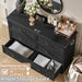 Charcoal Six Drawer Dresser With Handcrafted Woodwork