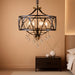 Crystal Chandeliers for Dining Room,17.7" Black and Gold 6 Lights Hanging Pendant Lighting Fixture Metal Farmhouse Chandelier for Kitchen Island Entryway Living Room