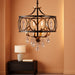 Crystal Chandeliers for Dining Room,17.7" Black and Gold 6 Lights Hanging Pendant Lighting Fixture Metal Farmhouse Chandelier for Kitchen Island Entryway Living Room