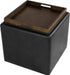 Home Decor Storage Ottoman with Tray Top|Upholstered Modern Square Storage Ottoman with Storage for Living Room & Bedroom, Black Faux Leather