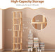6 Tier Solid Wood Rotating Bookshelf Tower on Wheels, Natural