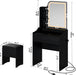 Black Vanity Desk With LED Illuminated MirrorStorage