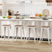 Bar Stools Set of 4 Counter Height Bar Stools Metal Barstools with Removable Back 26" Kitchen Bar Stools with Wooden Seat, White