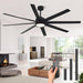 Modern Ceiling Fans with Lights, 72 Inch Ceiling Fan with Light and Remote, Bedroom Living Room Library Cafe Outdoor/Industrial,24W 3CCT Dimmable, 8 Blades 6 Speed Reversible Quiet DC Motor, Black