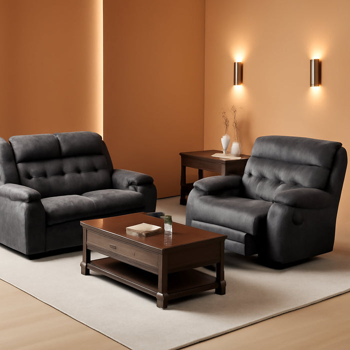 Living Room Furniture Sets Manual Recliner Sofa Set, Fabric Reclining Couch,Included Loveseat and 3 Seat Manual Recliner Sofa,Dark Gray(Sofa+Loveseat)