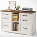 Farmhouse Lateral File Cabinet with 6 Drawers, Rustic White