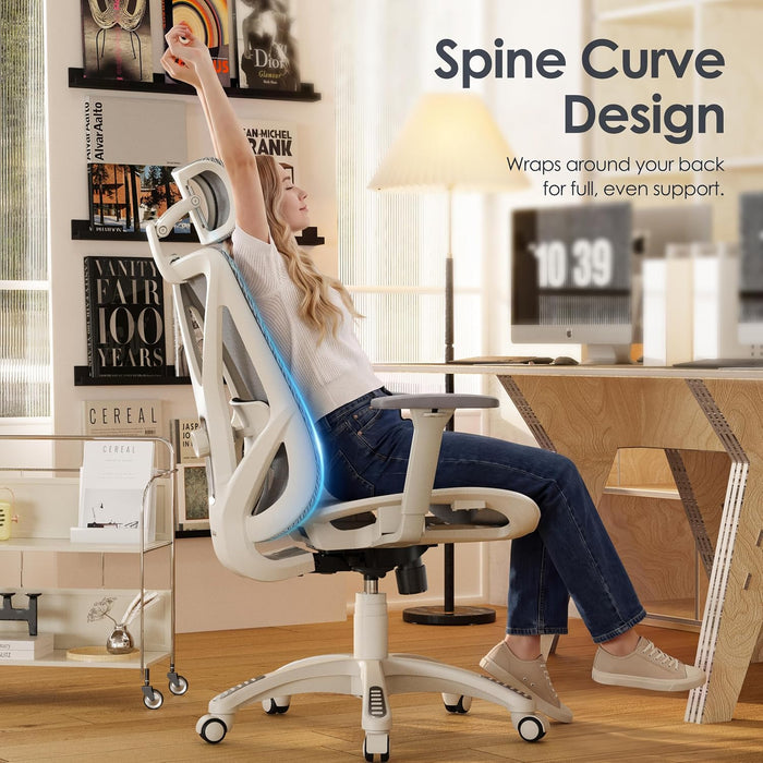 Ergonomic Office Chair with 3D Headrest, T23 High Back Mesh Desk Chair with Adjustment Lumbar Support & 3D Armrests, Chair, Big and Tall Swivel Computer Chair for Home Office, Gaming