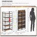 No Assembly 5 Tier Collapsible Book Shelves, 51.2" H X 23.6" W Folding Bookshelf Bookcase Open Industrial Foldable Shelf for Bedroom, Living Room, Home Office - Rustic Brown