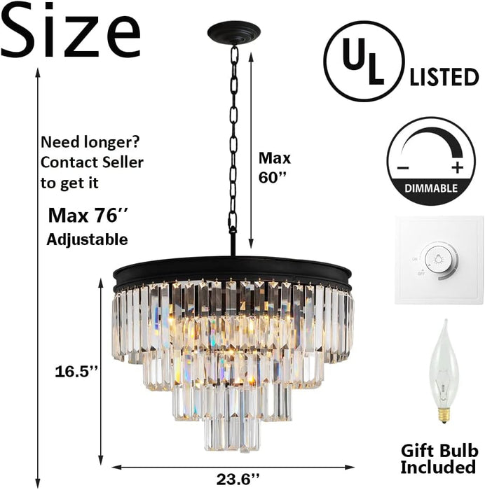 Crystal Chandelier Raindrop Pendant Hanging Light Fixture