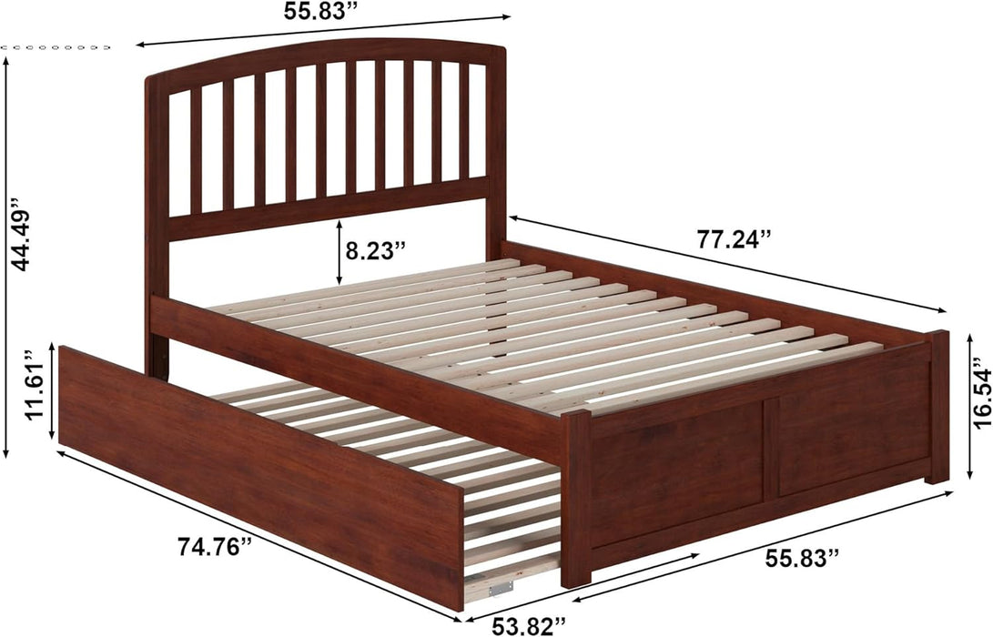 , Richmond Full Platform Bed with Footboard & Full Trundle, Walnut