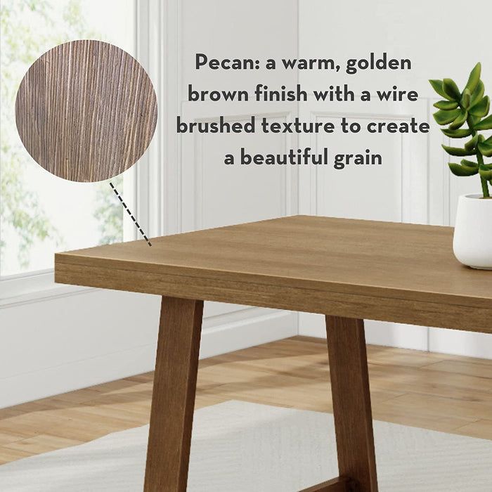 Pecan Wirebrush Wood Rectangular Dining Table — ShipItFurniture