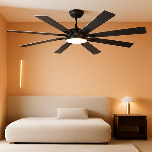 Commercial Grade Modern Black Ceiling Fan With Remote