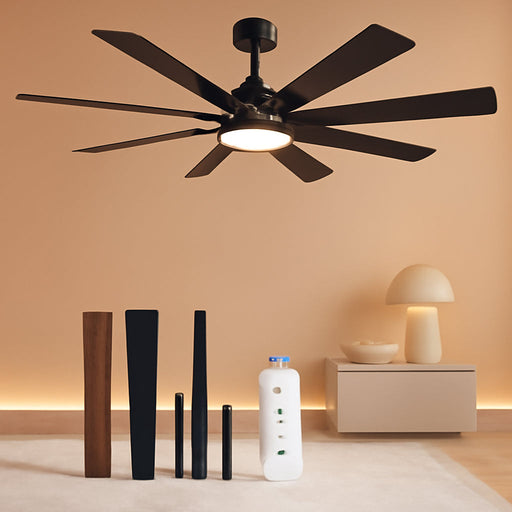 72-Inch Matte Black Ceiling Fan Wireless Lighting