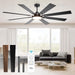 72-Inch Matte Black Ceiling Fan Wireless Lighting