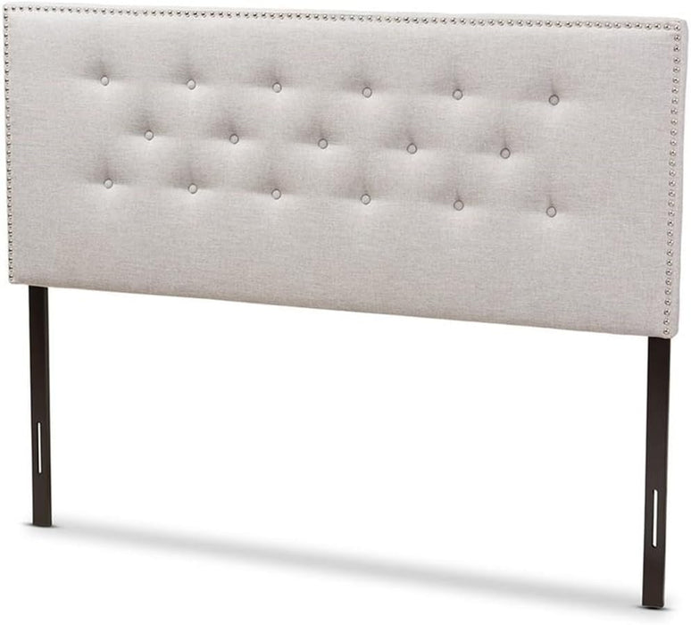 Windsor Tufted King Panel Headboard in Grayish Beige