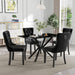 5 Pieces Modern Luxury Glass Dining Set, Minimalist Rectangle Dinner Room Set for 4, 47'' Black Glass Top Kitchen Table Set with Black Tufted Chairs, for Small Apartment Home