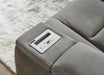 Next-Gen Durapella Modern Faux Leather Power Reclining Sofa with Adjustable Headrest, Gray