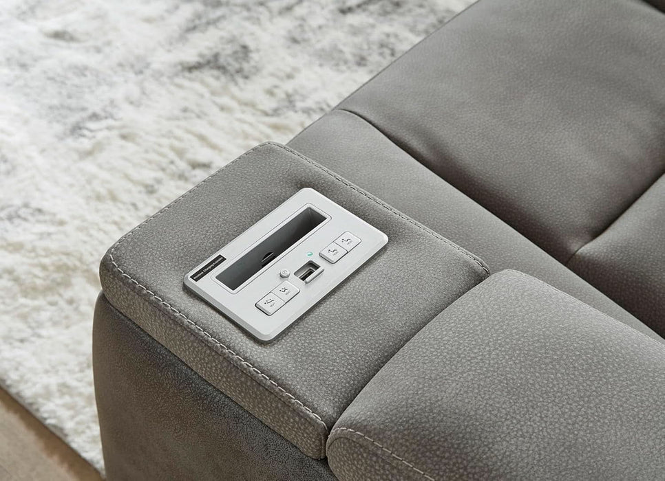Next-Gen Durapella Modern Faux Leather Power Reclining Sofa with Adjustable Headrest, Gray