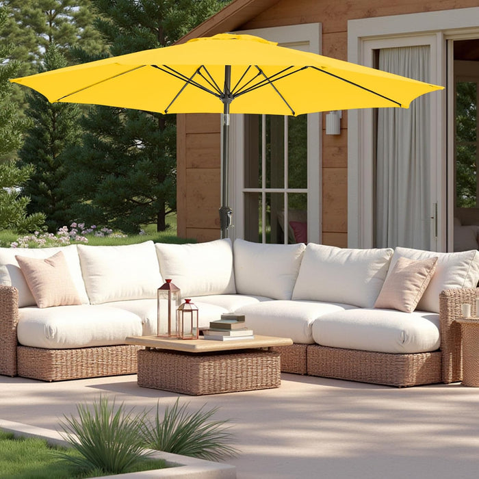 Patio Umbrella 9FT Outdoor Umbrella Patio for Garden Yellow | Large UPF50+ Fade-Resistant Design, Easy Push-Button Tilt & Crank, Heavy-Duty 8 Sturdy Ribs for Pool Backyard, Deck& Garden